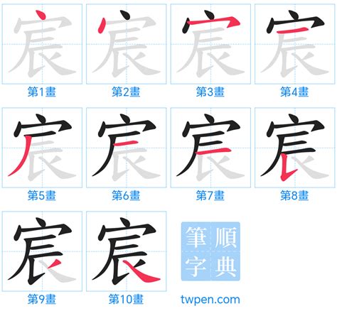 宸筆畫|宸的筆順 國字「宸」筆畫